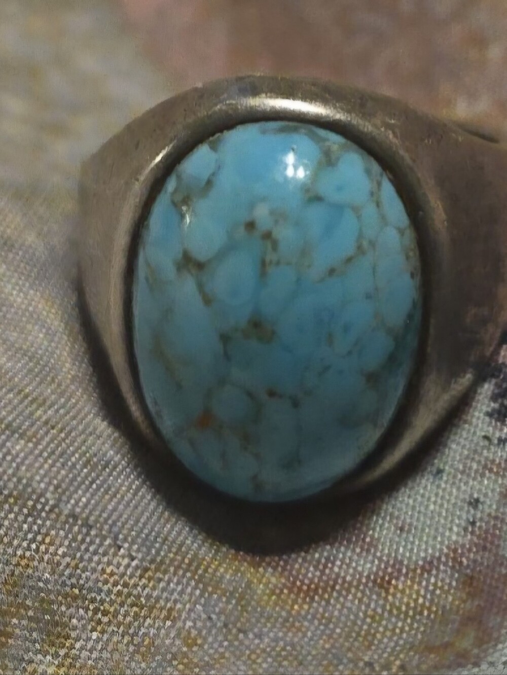 Kingson Blue Turquoise Stone Men's Ring Size 9 Sterling Silver 9.26 Antic